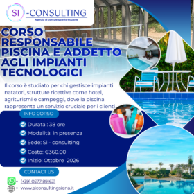 FORMAZIONE OBBLIGATORIA PER RESPONSABILE PISCINA e ADDETTO AGLI IMPIANTI TECNOLOGICI